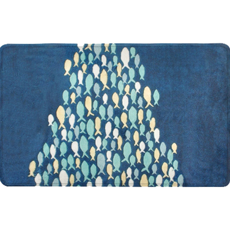 Avtoit | Beautiful children's carpet in blue with animal fish pattern carpet polyester non-slip carpet for the children's room