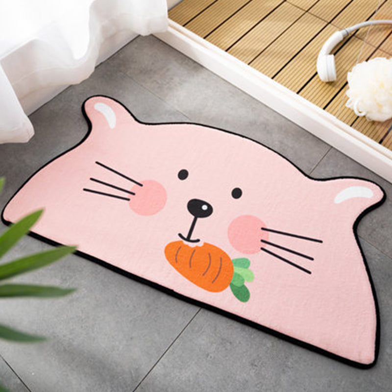 Avtoit | Children Children's Room Irregular Rug in Pink and Orange Animals Tiger Lion Rabbit Print Rug Polyester Stain-resistant Area Rug