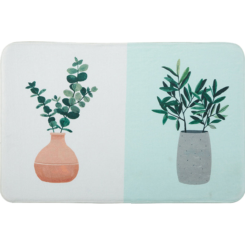 Avtoit | Green and Pink Children's Room Carpet Children Botanical Leaf Potted Plants Pattern Area Rug Polyester Pet Friendly Carpet
