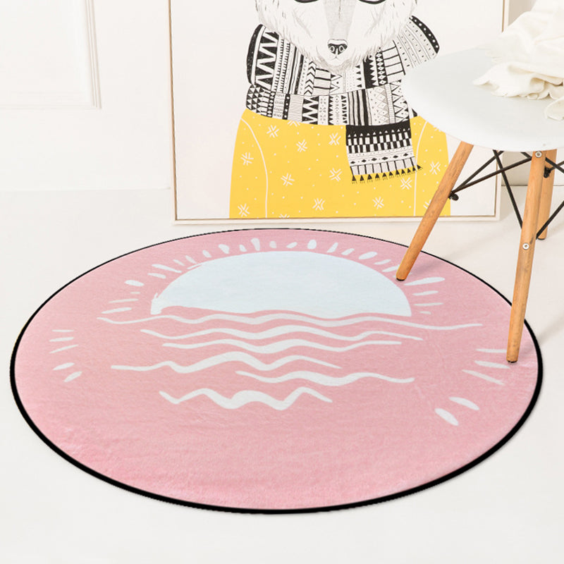 Avtoit | Simple children's dress in pink and blue fairy tale rainy sunset moon pattern rug polyester washable carpet for children's room