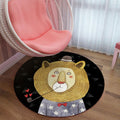Avtoit | Black and Pink Children's Rug Animal Lion Rabbit Flamingo Pattern Carpet Polyester Stain-Resistant Rug