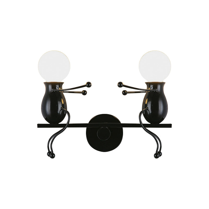 Avtoit | Black/White/Red Childish Wall-Mounted Lamp Kids 2 Heads Metal Wall Light with Swing Arm