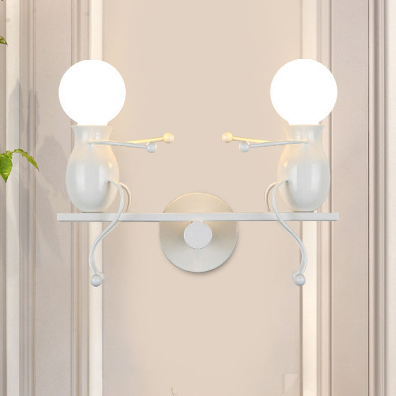 Avtoit | Black/White/Red Childish Wall-Mounted Lamp Kids 2 Heads Metal Wall Light with Swing Arm