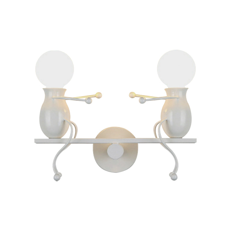 Avtoit | Black/White/Red Childish Wall-Mounted Lamp Kids 2 Heads Metal Wall Light with Swing Arm