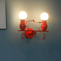 Avtoit | Black/White/Red Childish Wall-Mounted Lamp Kids 2 Heads Metal Wall Light with Swing Arm