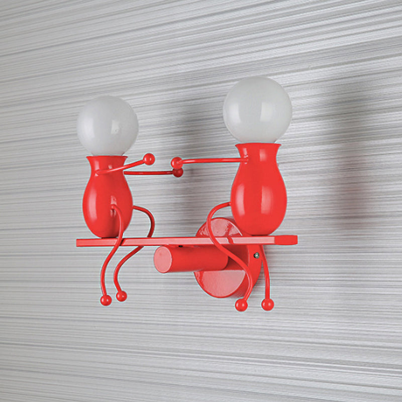 Avtoit | Black/White/Red Childish Wall-Mounted Lamp Kids 2 Heads Metal Wall Light with Swing Arm