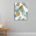 Avtoit | Yellow Pineapple Print Wall Decor Textured Tropical Dining Room Canvas Wall Art