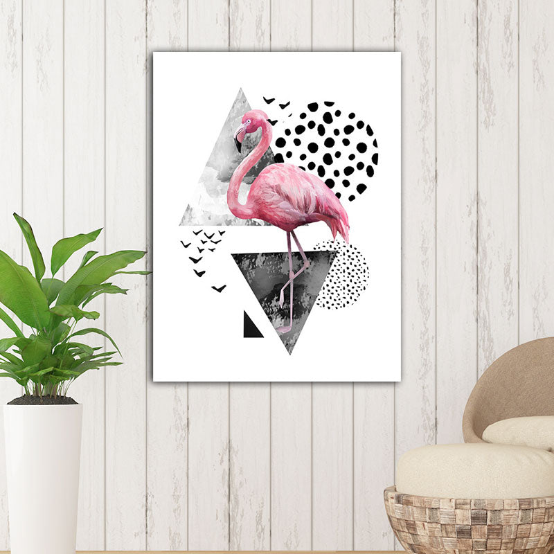Avtoit | Tropics for 80s Wrapped Canvas Flamingo and Geometry Pink Wall Art Prints, multiple sizes