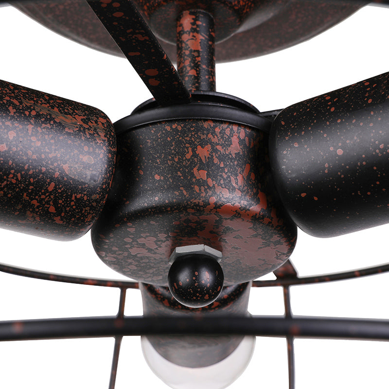 Avtoit | Weathered Copper Wall Lamp with Cage Shade Antique Style Wrought Iron 3 Lights Indoor Wall Lighting