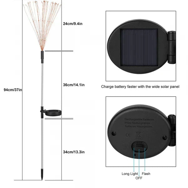 Avtoit | 4 Piece Solar Firework Garden Lights - Weatherproof LED Decorative Lighting, Solar Energy for Garden and Patio