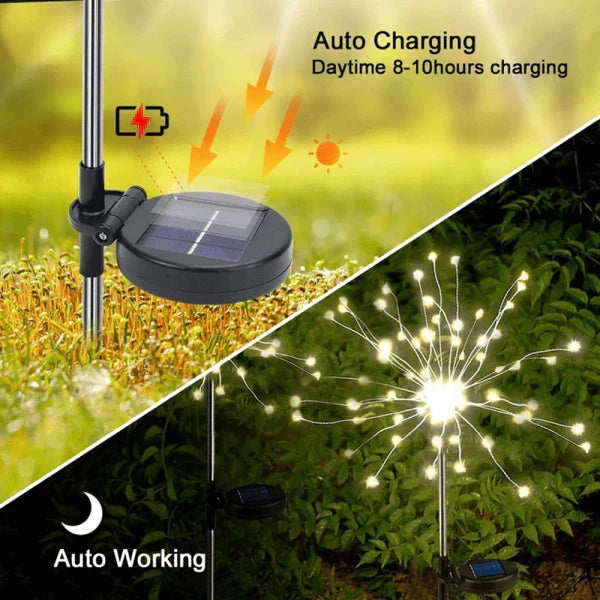 Avtoit | 4 Piece Solar Firework Garden Lights - Weatherproof LED Decorative Lighting, Solar Energy for Garden and Patio