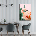 Avtoit | Pink Tropical Canvas Print Flamingo and Cactus Wall Art Decor for Home Interiors