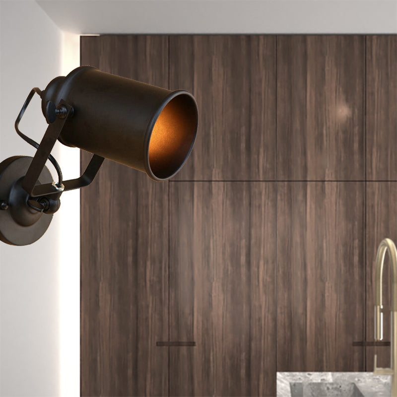 Avtoit | Cylinder Metallic Wall Light Antique Style 1 Light Living Room Wall Mounted Light in Black/Rust