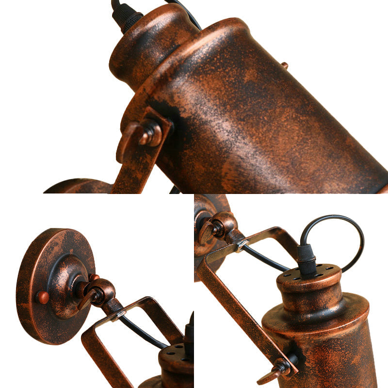 Avtoit | Cylinder Metallic Wall Light Antique Style 1 Light Living Room Wall Mounted Light in Black/Rust