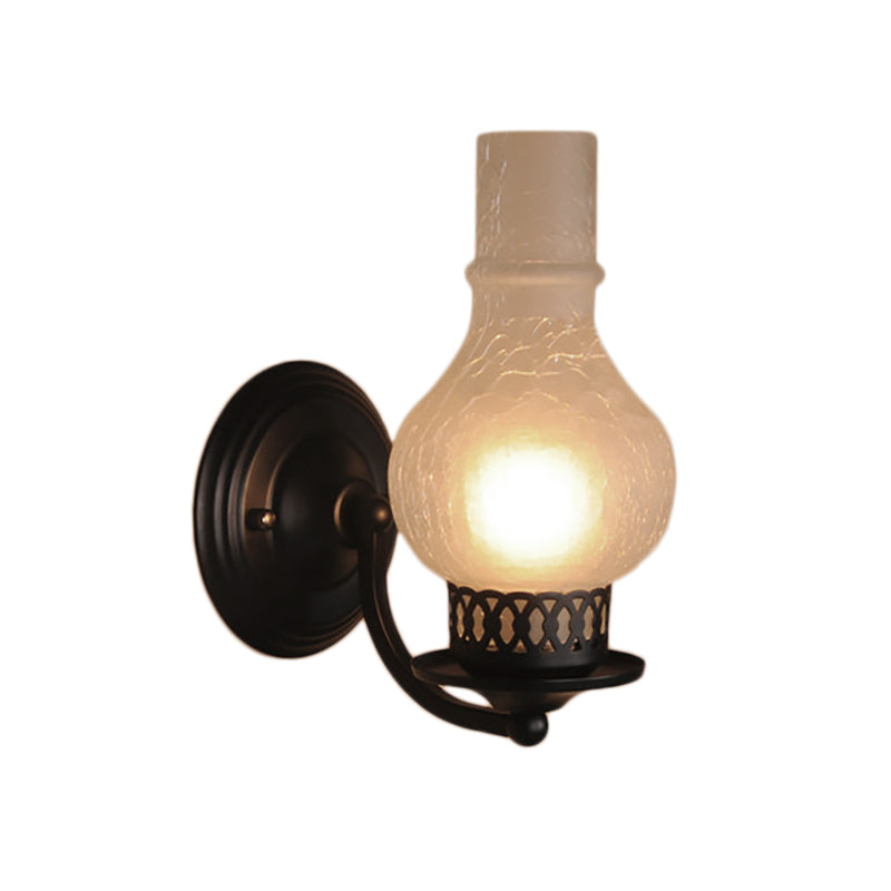 Avtoit | 1 Bulb Vase Shade Wall Mounted Light Fixture Rustic White/Amber Spritz Glass Lighting for Hallway