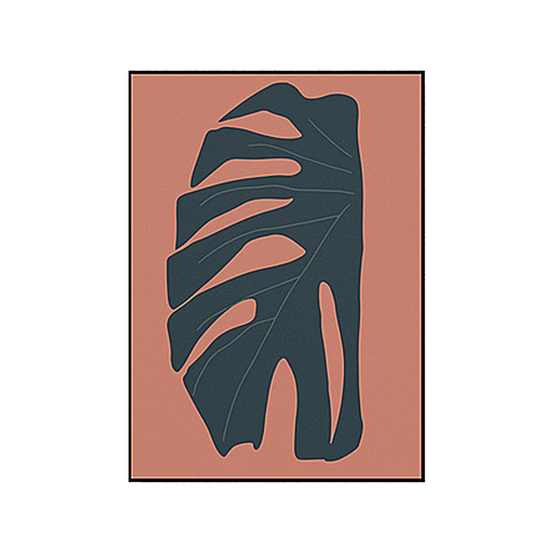 Avtoit | Tropical leaf wrapped canvas texture living room wall art in red (Multiple size options)