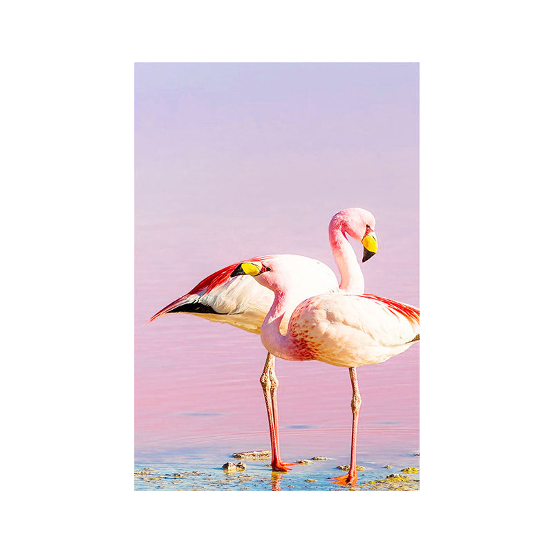 Avtoit | Tropix Animal Flamingos Canvas Art Pink-Blue Textured Wall Decoration for the Seating Area
