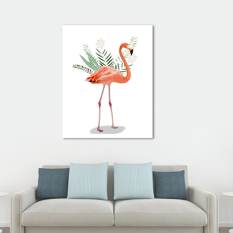 Avtoit | Flamingo and leaves wrapped canvas pink tropical wall decoration for sign room