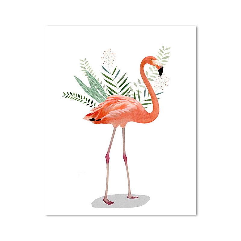 Avtoit | Flamingo and leaves wrapped canvas pink tropical wall decoration for sign room
