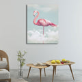 Avtoit | Canvas Pink Art Print Tropical Flamingo and Clouds Wall Decoration for Home Interior