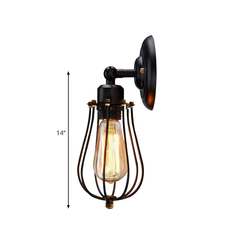 Avtoit | 2 Packs Gek cage-brick metal wall lamp Industrial style 1 light bedroom wall mounting lamp with bulb shape