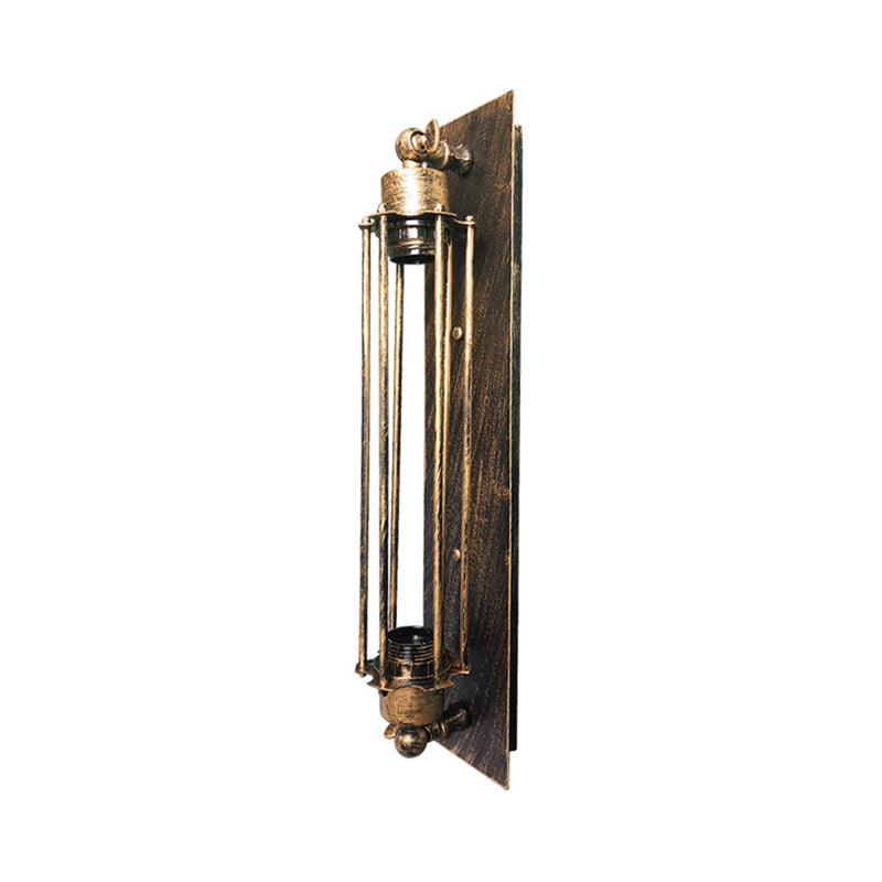 Avtoit | 1 Head Wall Lamp Lighting Retro Industrial Linear Wrought Iron Wall Light with Cage Shade in Aged Brass