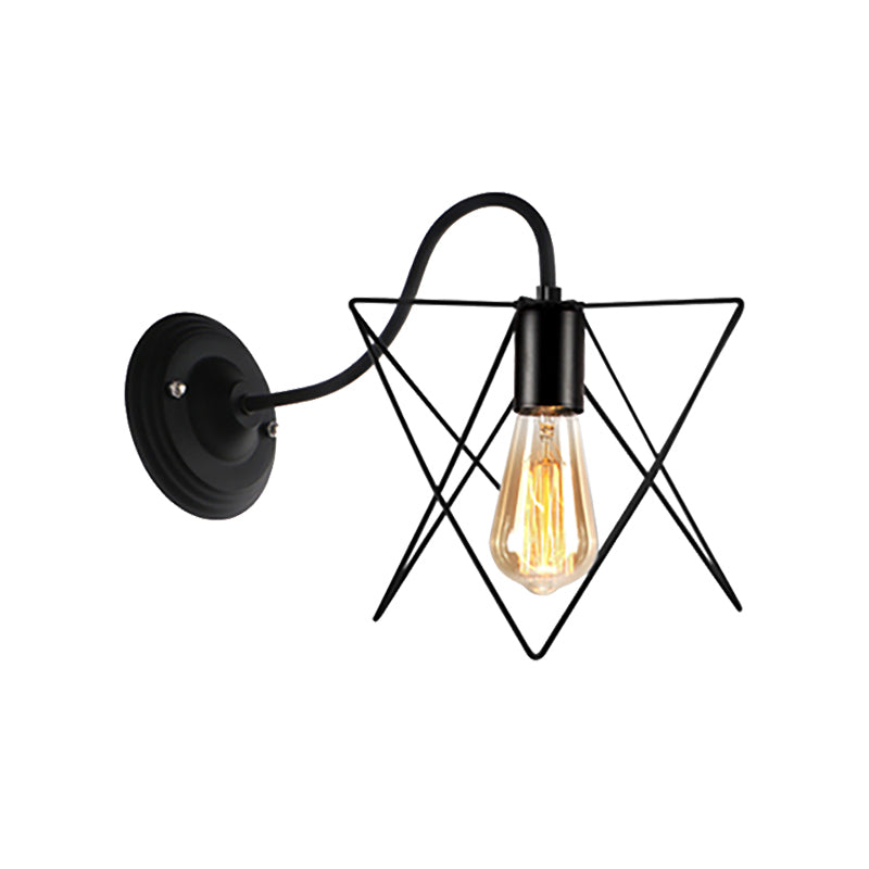 Avtoit | Black 1 Head Wall Lamp Vintage Industrial Metal Bottle/Rectangular Wall Light Wall Lamp with Wire Frame for Café