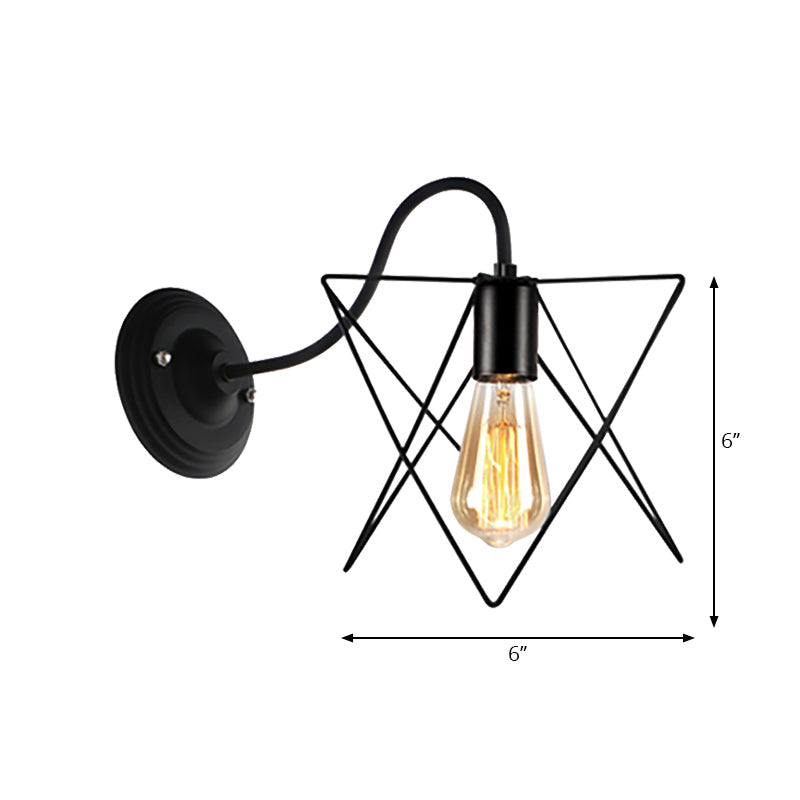 Avtoit | Black 1 Head Wall Lamp Vintage Industrial Metal Bottle/Rectangular Wall Light Wall Lamp with Wire Frame for Café