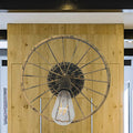 Avtoit | Black/Bronze Wheel Design Wall Sconce Lamp with Open Bulb Farmhouse Style Metal 1 Light Restaurant Sconce Light