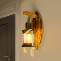Avtoit | Single Bulb Wall Light Sconce Rustic Style Lantern Clear Glass Wall Mounted Lamp in Antique Bronze