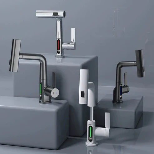 Avtoit | WaterMaster Flexible LED Kitchen & Bathroom Faucet – 360° Swivel, Pull-Out Hose & 5 Spray Modes
