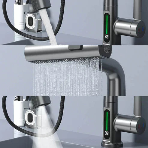 Avtoit | WaterMaster Flexible LED Kitchen & Bathroom Faucet – 360° Swivel, Pull-Out Hose & 5 Spray Modes