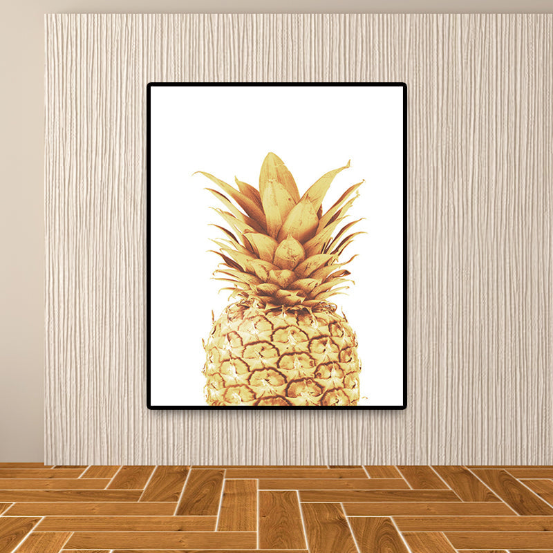 Avtoit | Golden Pineapple Wall Decoration Fruit Tropical Texture Canvas Print for Dining Room