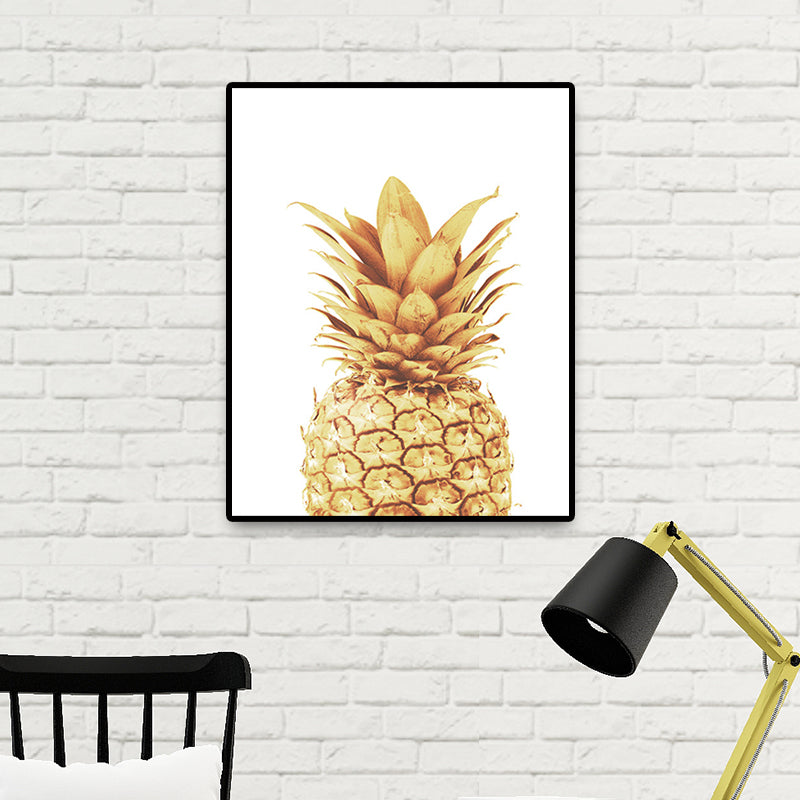 Avtoit | Golden Pineapple Wall Decoration Fruit Tropical Texture Canvas Print for Dining Room
