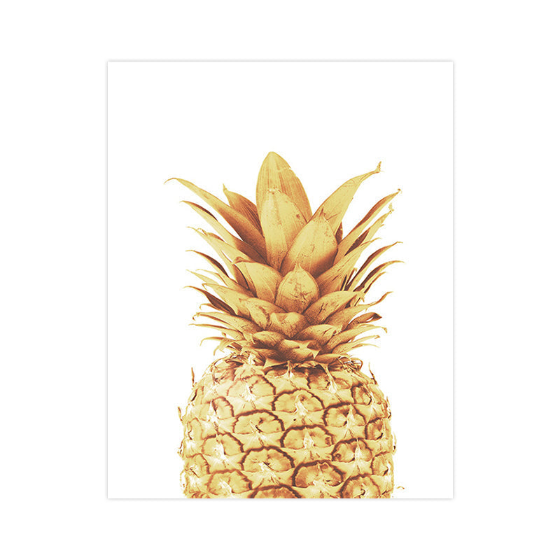 Avtoit | Golden Pineapple Wall Decoration Fruit Tropical Texture Canvas Print for Dining Room