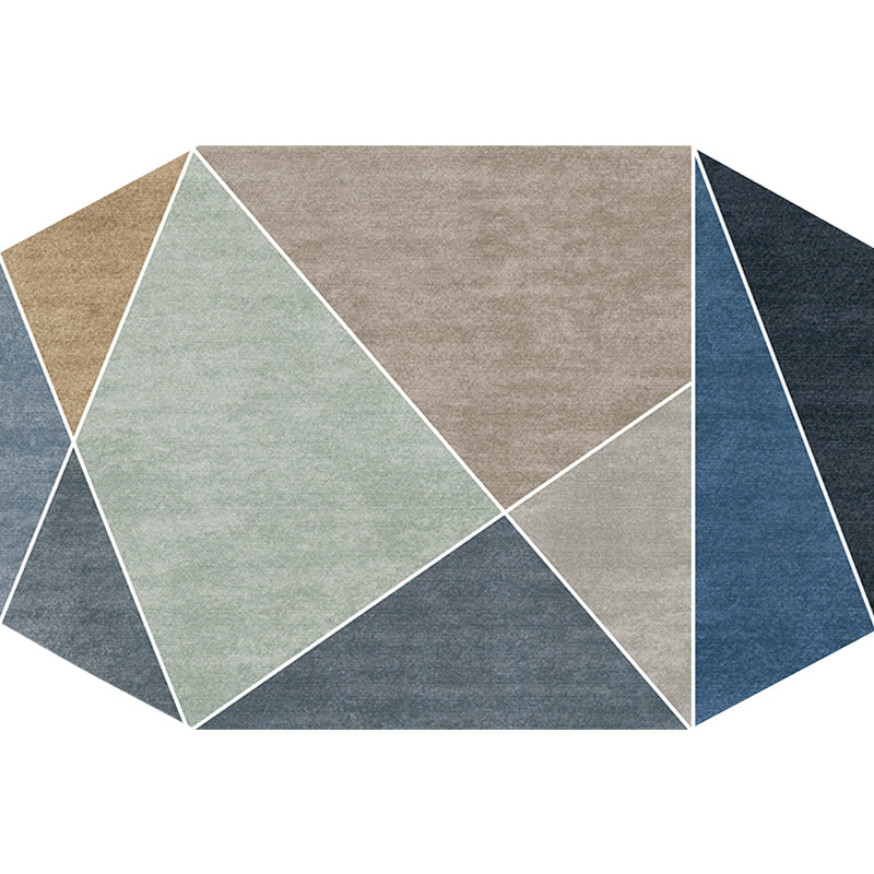 Avtoit | Blue and Brown Irregular Rug Bedroom Novelty Color Block Pattern Area Rug Polyester Pet-Friendly Rug