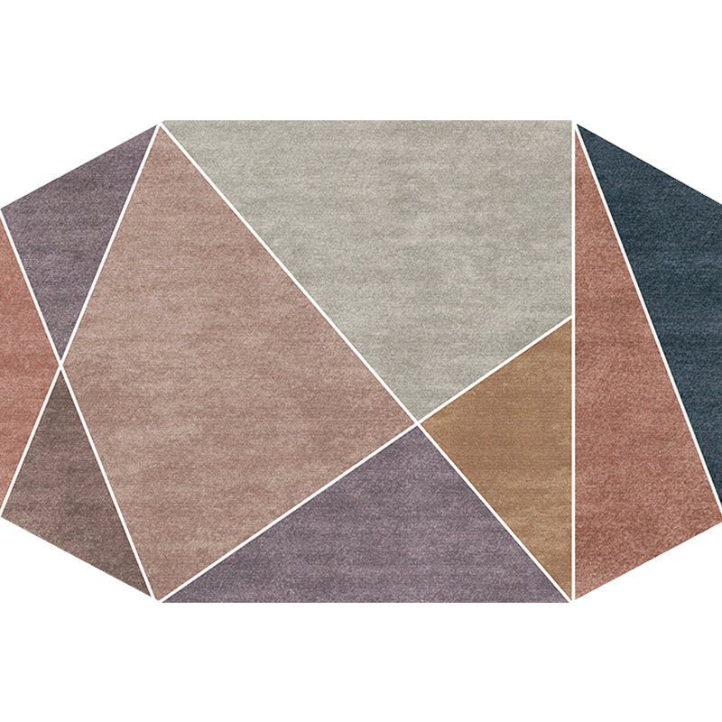 Avtoit | Blue and Brown Irregular Rug Bedroom Novelty Color Block Pattern Area Rug Polyester Pet-Friendly Rug