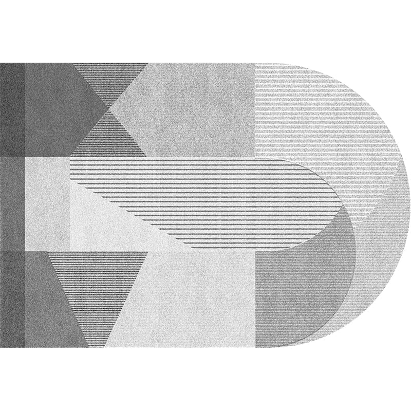 Avtoit | Novelty Living Room Irregular Carpet in Pink and Grey Color Block Stripe Print Carpet Polyester Non-Slip Rug