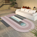 Avtoit | Novelty Living Room Irregular Rug in Pink Color Block Arch Rectangular Print Rug Polyester Machine Washable Rug