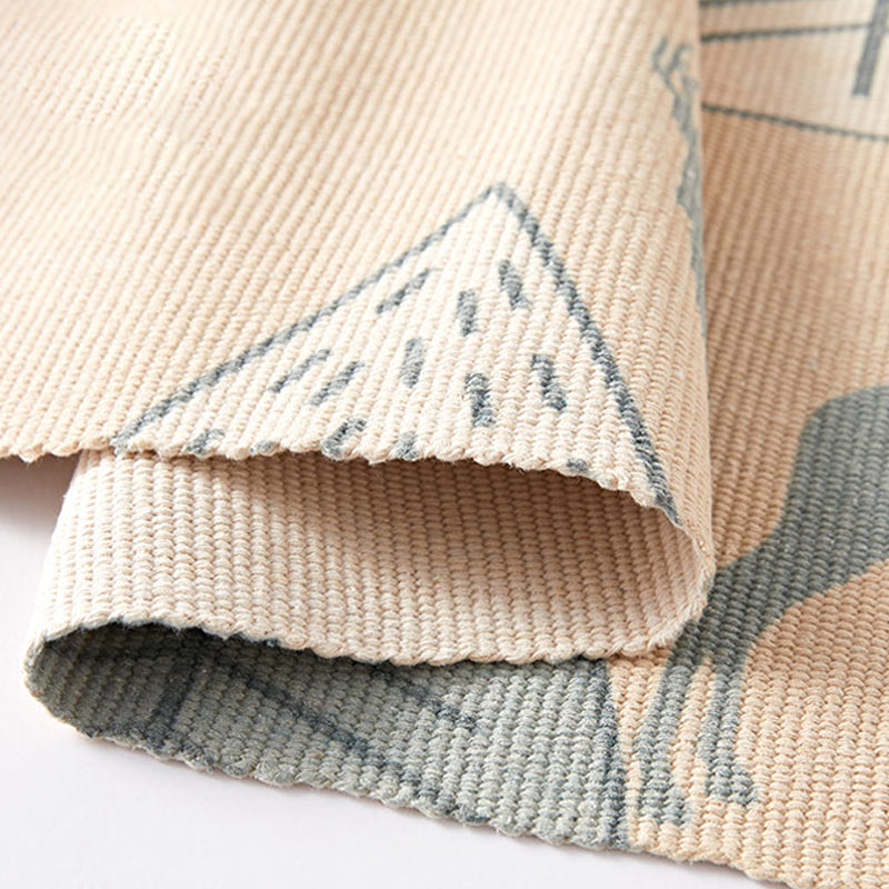 Avtoit | Unique Kids Rug in Ivory Animal Deer Tree Pattern Rug Cotton and Linen Washable Fringe Carpet for Children's Room