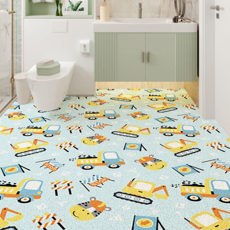 Avtoit | Kids Children's Room Carpet in Blue Cars & Roads Excavator Zebra Print Carpet PVC Machine Washable Carpet