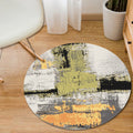 Avtoit | Blue and Yellow Bedroom Rug Modern Abstract Brush Stroke Pattern Rug Polyester Pet-Friendly Rug