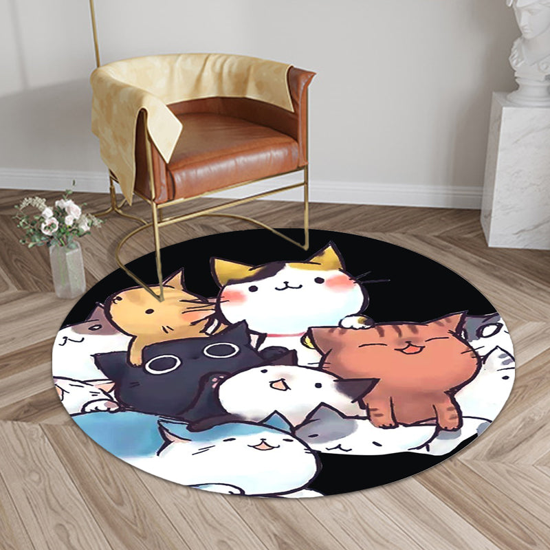 Avtoit | Kids children's room carpet in black and white animal cat print carpet polyester non-slip back carpet