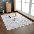 Avtoit | Pink and Yellow Children's Room Carpet Children Animal Deer Cat Rabbit Pattern Rug Cotton Washable Carpet
