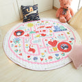 Avtoit | Grey and Pink Toddler Carpet Children Cars & Roads House Heart Pattern Area Rug Polyester Stain Resistant Carpet