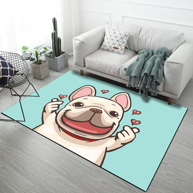 Avtoit | Stylish Children's Carpet in Pink and Grey Animals Unicorn Rabbit Dog Pattern Rug Polyester Non-slip Rug for Kids' Room