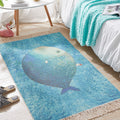 Avtoit | Blue Children's Room Carpet Children's Animal Fish Pattern Carpet made of Cotton and Linen Washable Carpet with Fringes