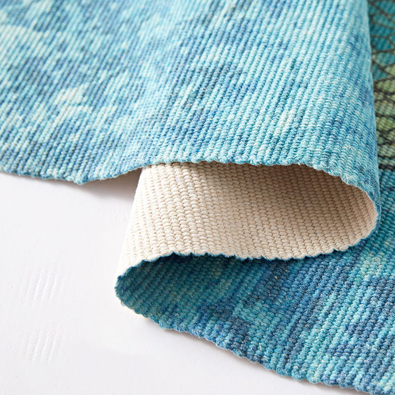 Avtoit | Blue Children's Room Carpet Children's Animal Fish Pattern Carpet made of Cotton and Linen Washable Carpet with Fringes