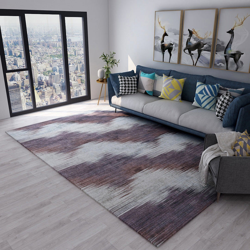 Avtoit | Modern living room rug in brown and purple with abstract stripe pattern rug polyester pet-friendly area rug