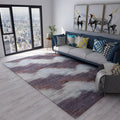Avtoit | Modern living room rug in brown and purple with abstract stripe pattern rug polyester pet-friendly area rug